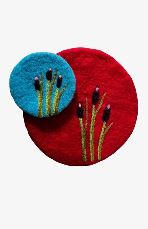 felted wool trivet cattail, fair trade Nepal