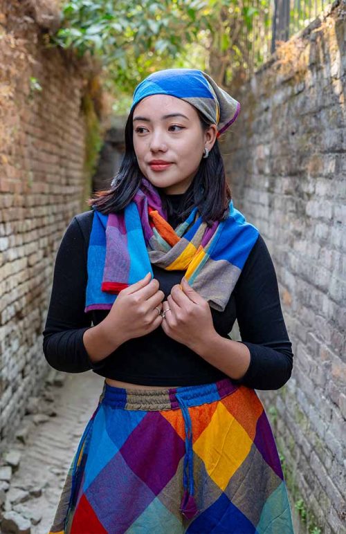 cotton checkered scarf fair trade nepal