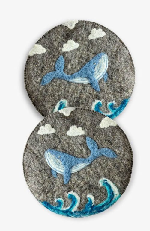 felted trivet whale design fair trade Nepal