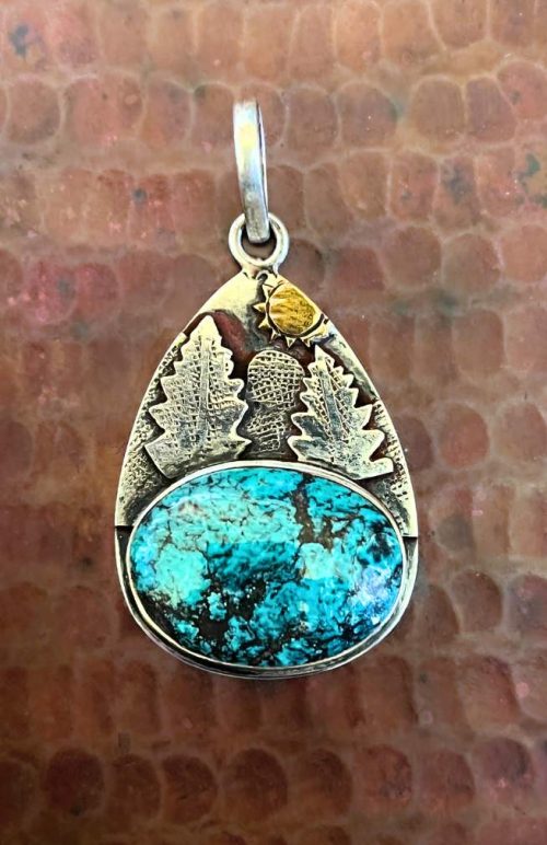 Sterling silver turquoise pendant sun, moon, fair trade Nepal