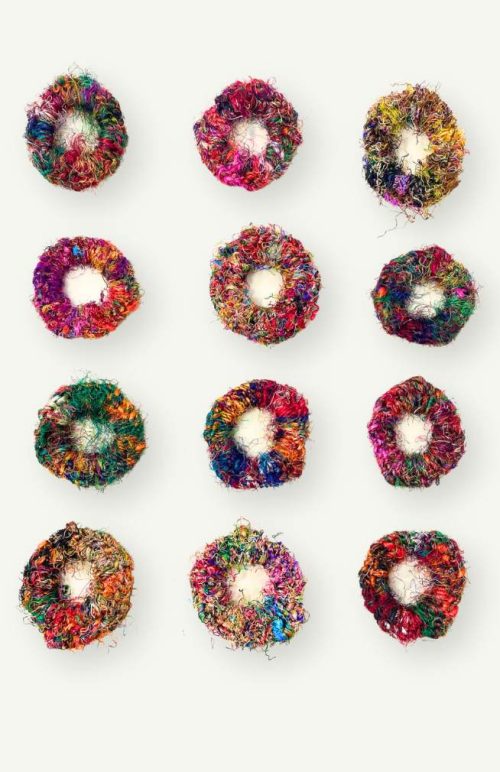 recycled silk hair band, scrunchym, fair trade Nepal