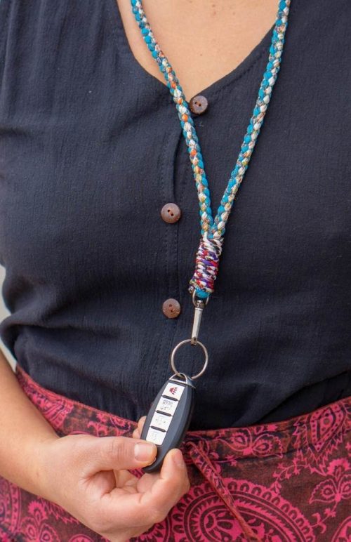 recycled silk sari lanyard fair trade Nepal