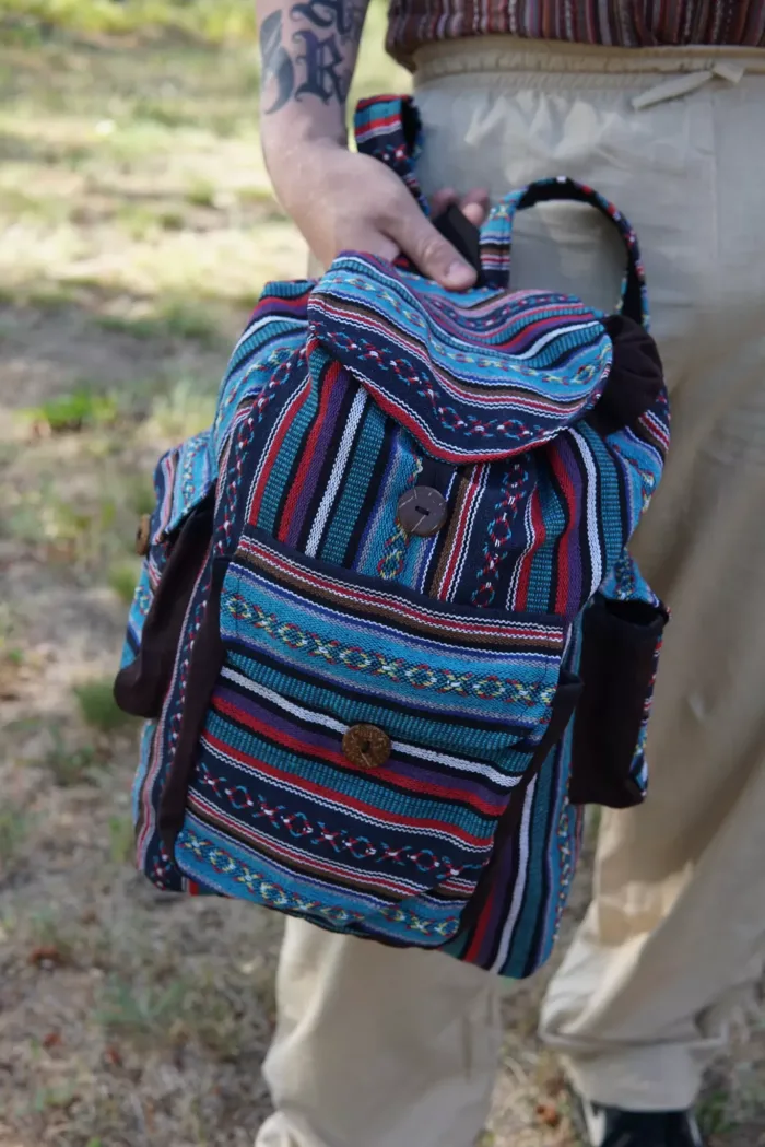 cotton backpack, fair trade Nepal