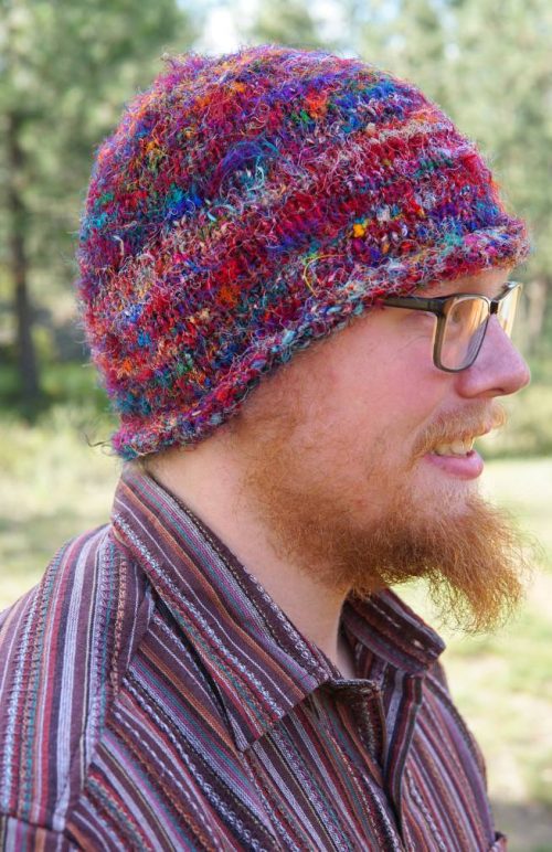 recycled silk sari hat, fair trade Nepal