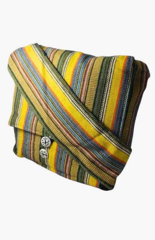 cotton striped messenger bag fair trade Nepal