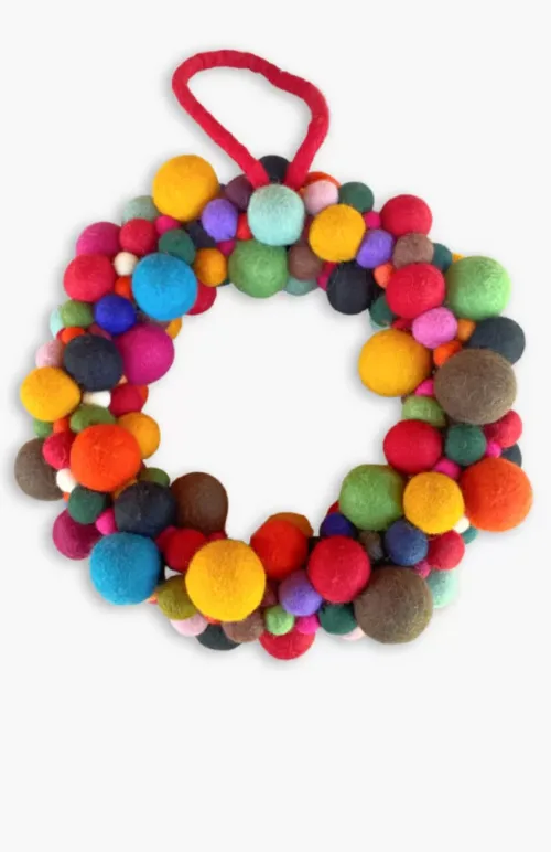 Felt ball wreath, fair trade Nepal