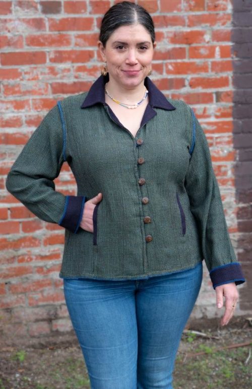 basket weave western style collar light weight jacket