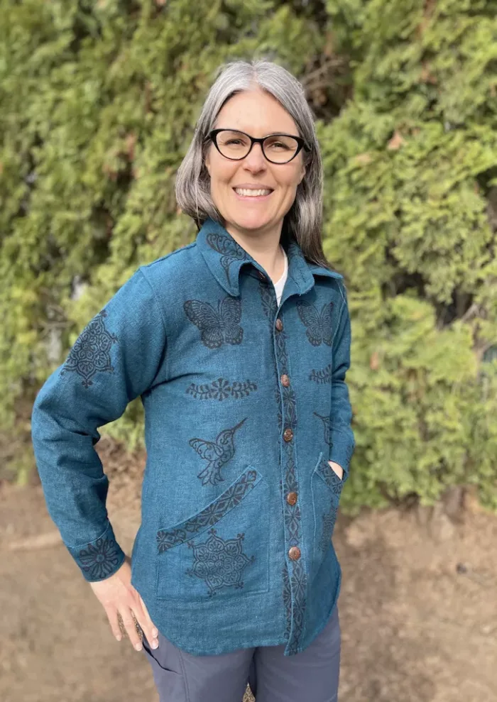 block print cotton jacket fair trade nepal
