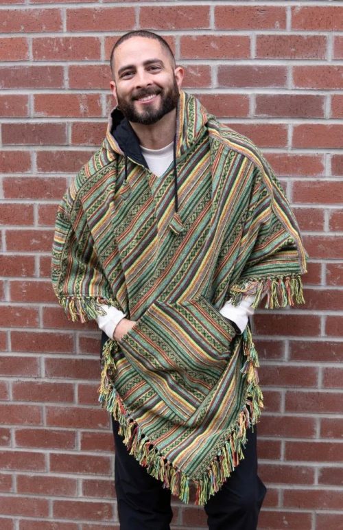 soft gyari hooded reversible poncho fair trade nepal