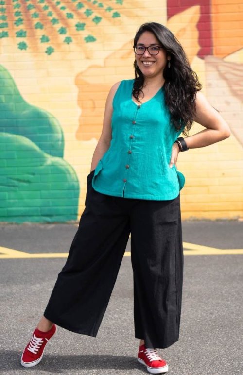 cotton tank top with front faux buttons fair trade nepal