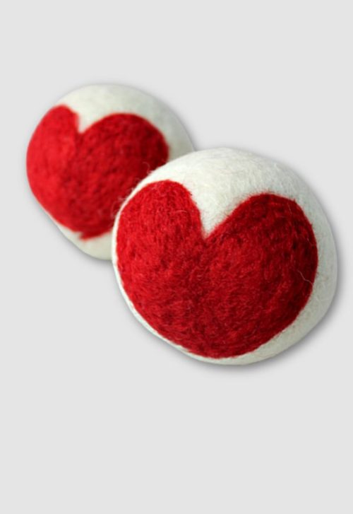dryer balls embroidered heart felt fair trade nepal