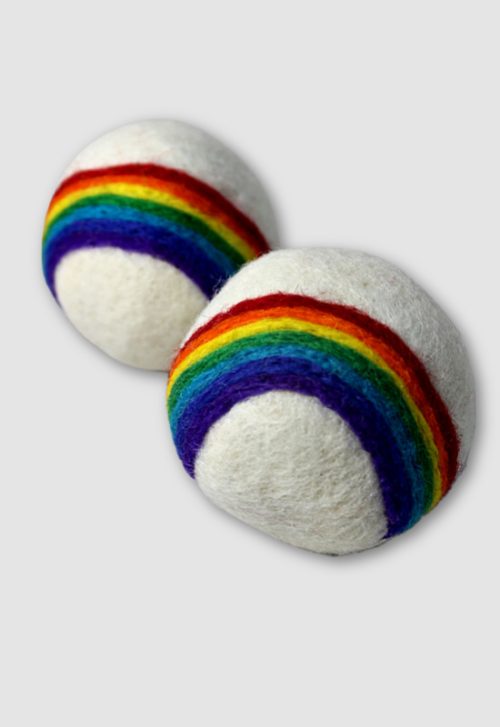 dryer balls NEEDLE FELT rainbow felt fair trade nepal