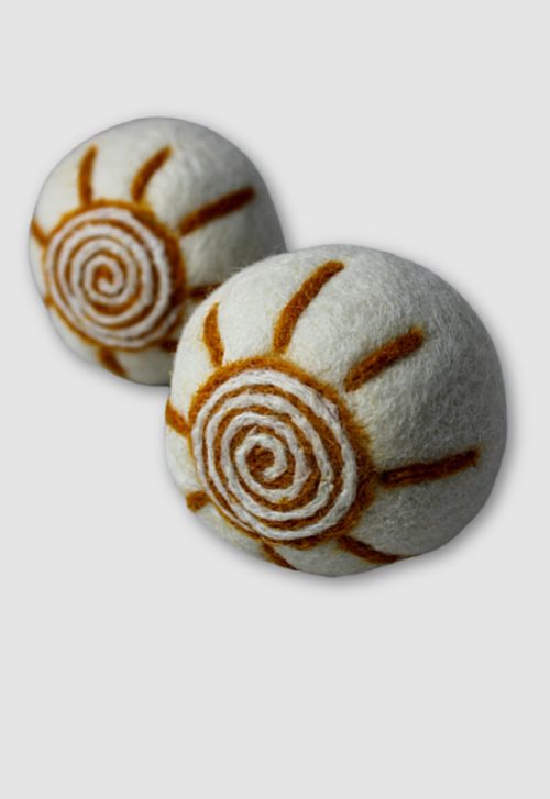 dryer balls needle felted sun felt fair trade nepal
