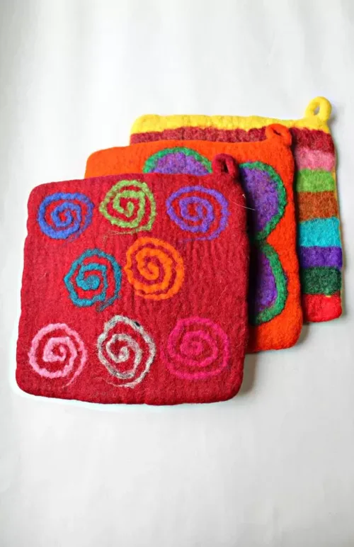 felted wool potholder fair trade nepal