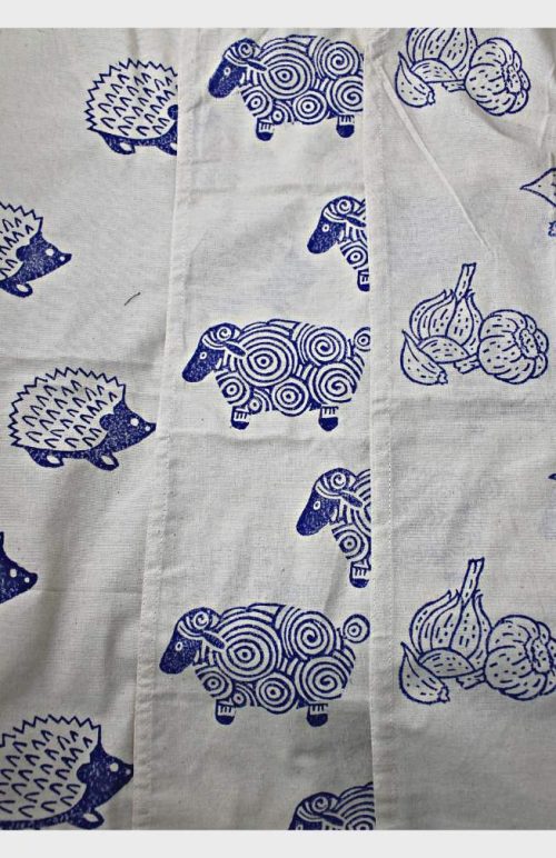 cotton block print dishtowel fair trade nepal