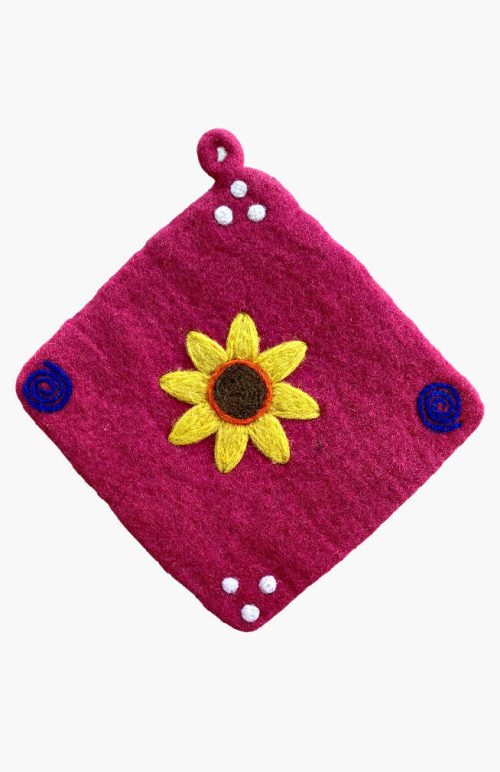 felt embroidered potholder fair trade nepal