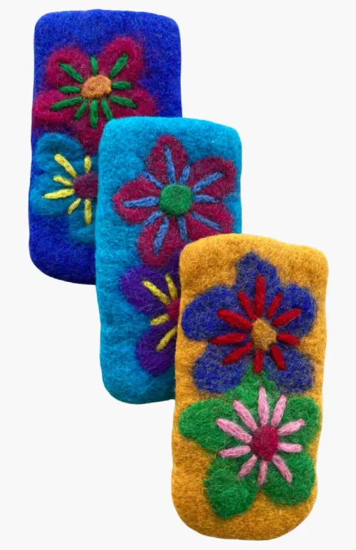 felt eyeglass holder embroidered fair trade nepal