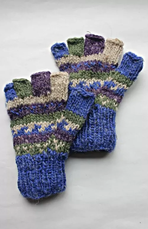 hemp wool fingerless glove fair trade nepal
