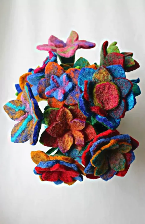 wool felt flower fair trade nepal