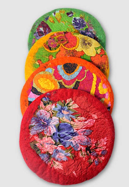 felt trivet round fair trade nepal