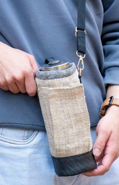 hemp and rubber water bottle holder fair trade Nepal