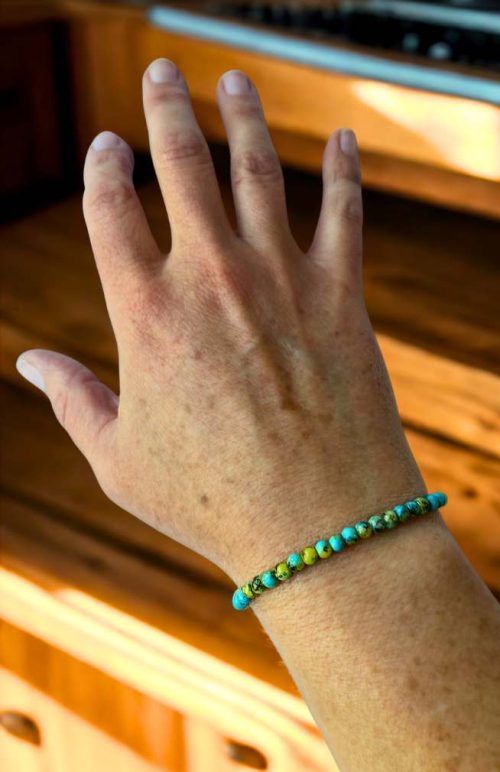 small glass bead bracelet turquoise colored fair trade nepal