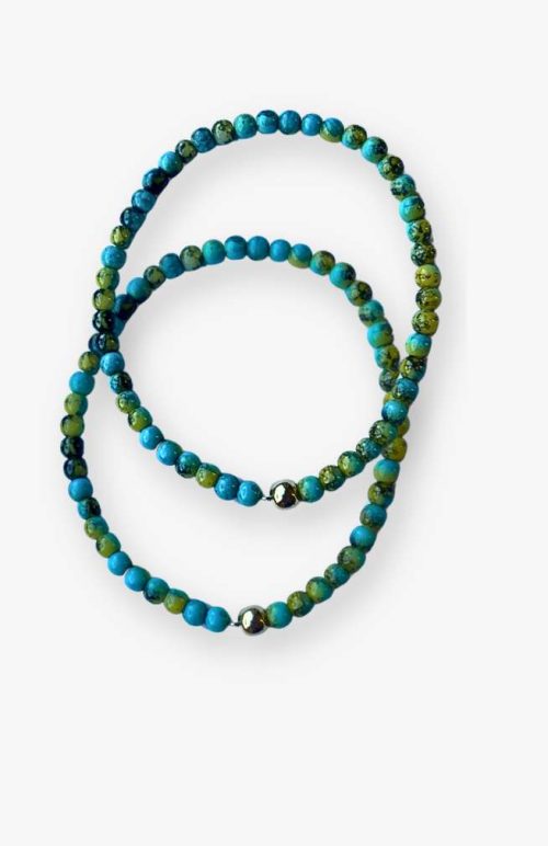 glass turquoise colored bead bracelet fair trade nepal