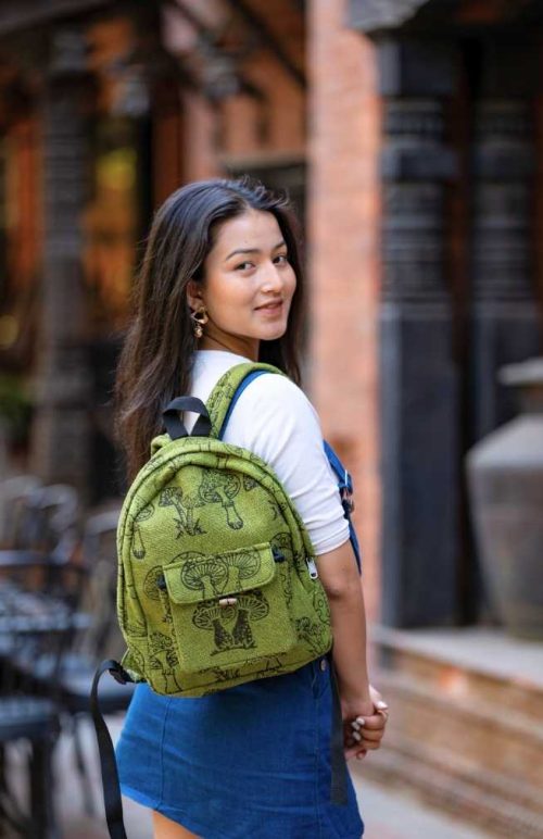 heavy cotton block print backpack