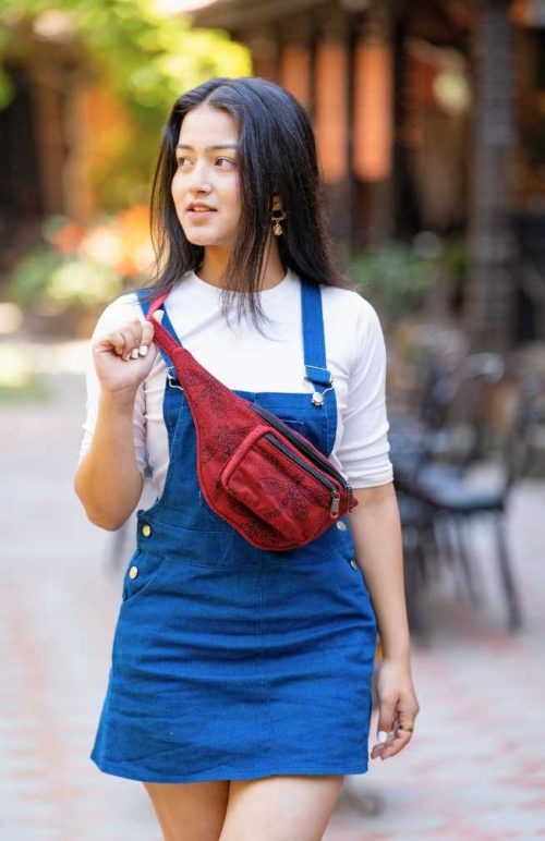 cotton block print cross body bag