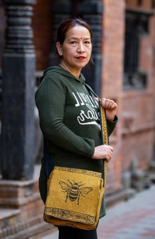 block print heavy cotton cross body purse with from flap