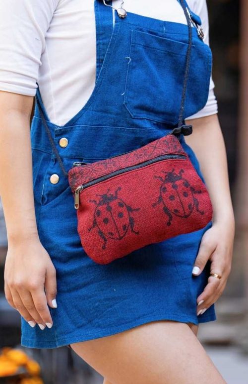 cross body cotton block print purse fair trade Nepal