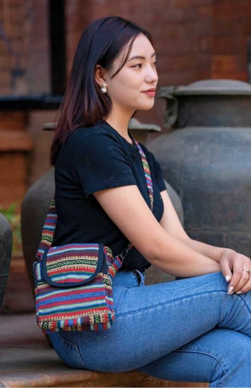 cotton gyari cross body bag with adjustable and removable straps