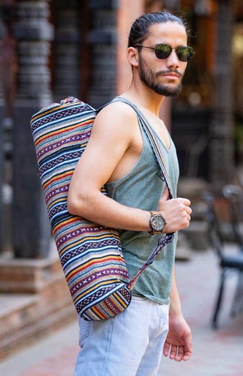 cotton yoga bag with two front pockets, fair trade Nepal