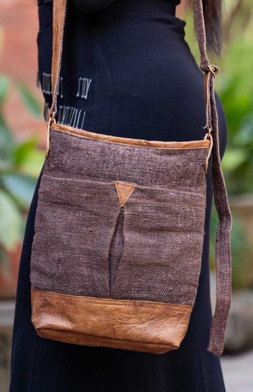 leather and hemp purse fair trade nepal