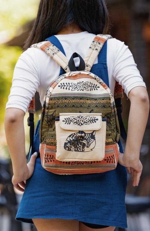 cotton blockprint backpack fair trade nepal