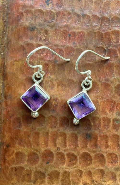 sterling silver earrings diamond shape fair trade Nepal