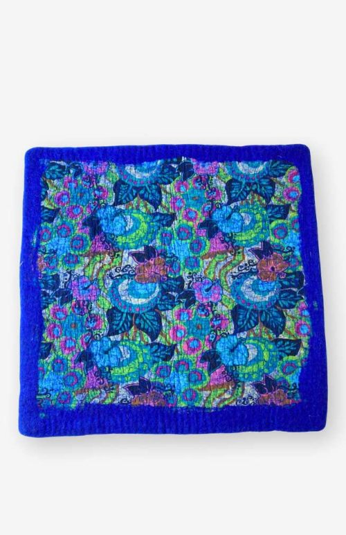 sari infused felted wool table mat fair trade Nepal