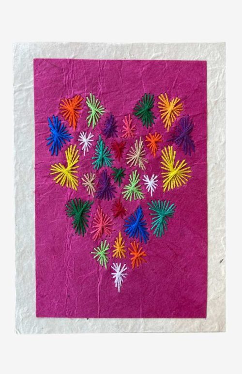 hand embroidered heart greeting card tree free paper