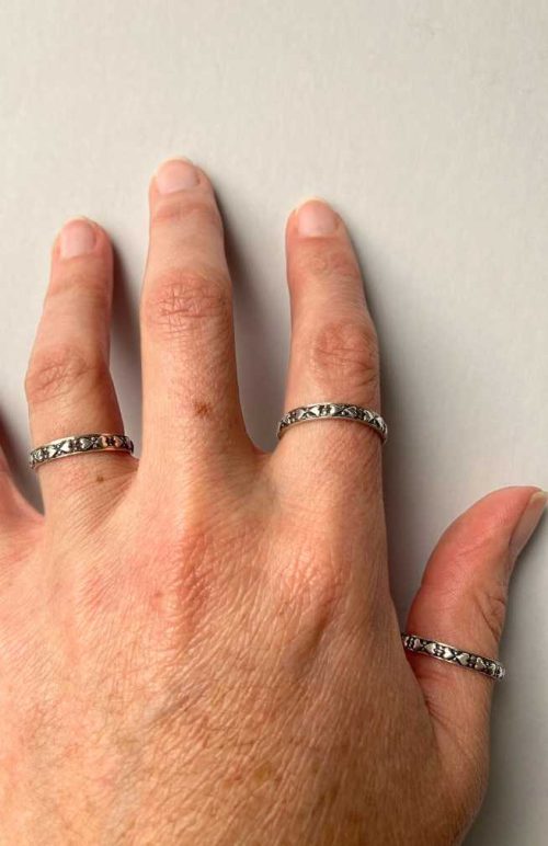handmade sterling silver band ring hearts fair trade Nepal