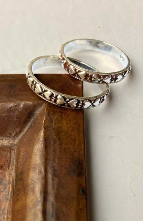 sterling silver band ring hearts fair trade Nepal