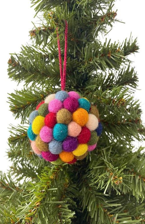 felt ball ornaments, fair trade Nepal
