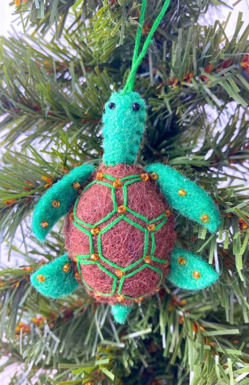 felt turtle ornament fair trade Nepal