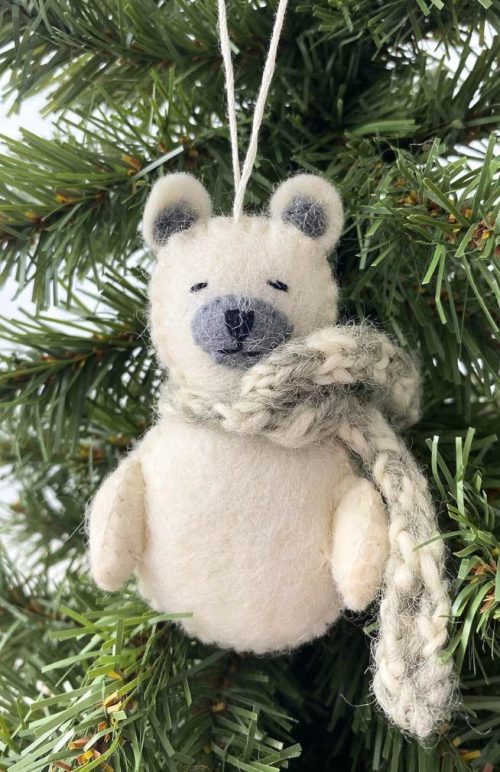 felt bear ornament fair trade Nepal