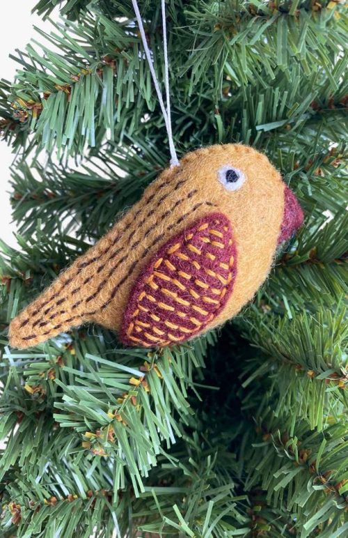 felted bird ornament, fair trade Nepal