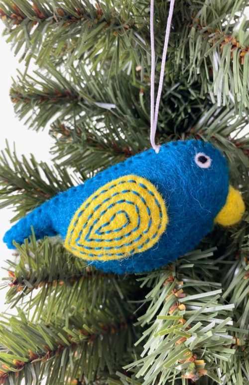 felted bird ornament, fair trade Nepal