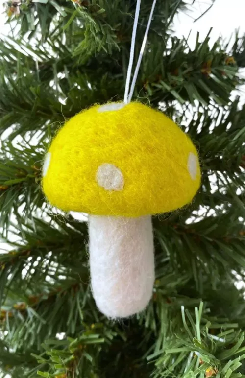 felt mushroom ornament fair trade Nepal