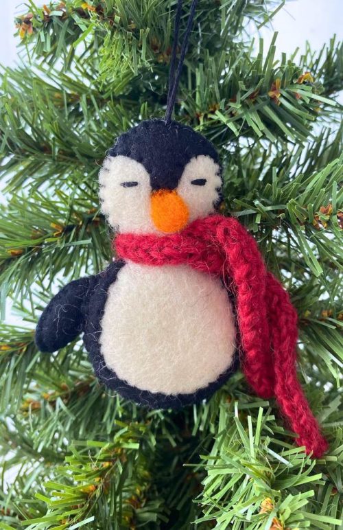 felt penguin ornament fair trade Nepal
