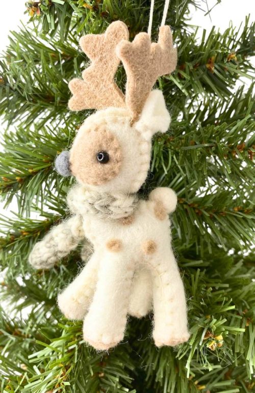 felt reindeer ornament fair trade Nepal