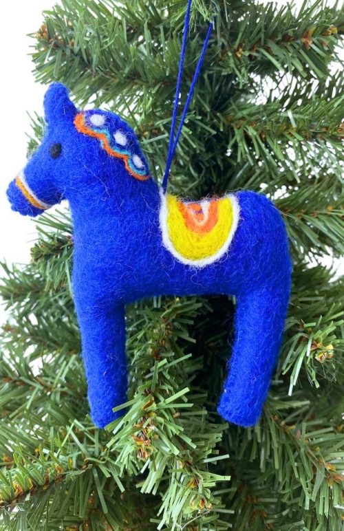 felt horse ornament fair trade Nepal