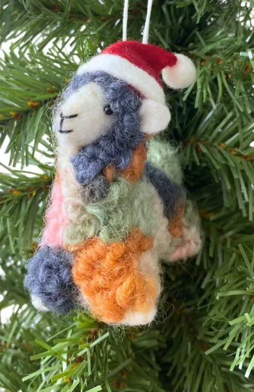 felt colorful sheep ornament fair trade Nepal